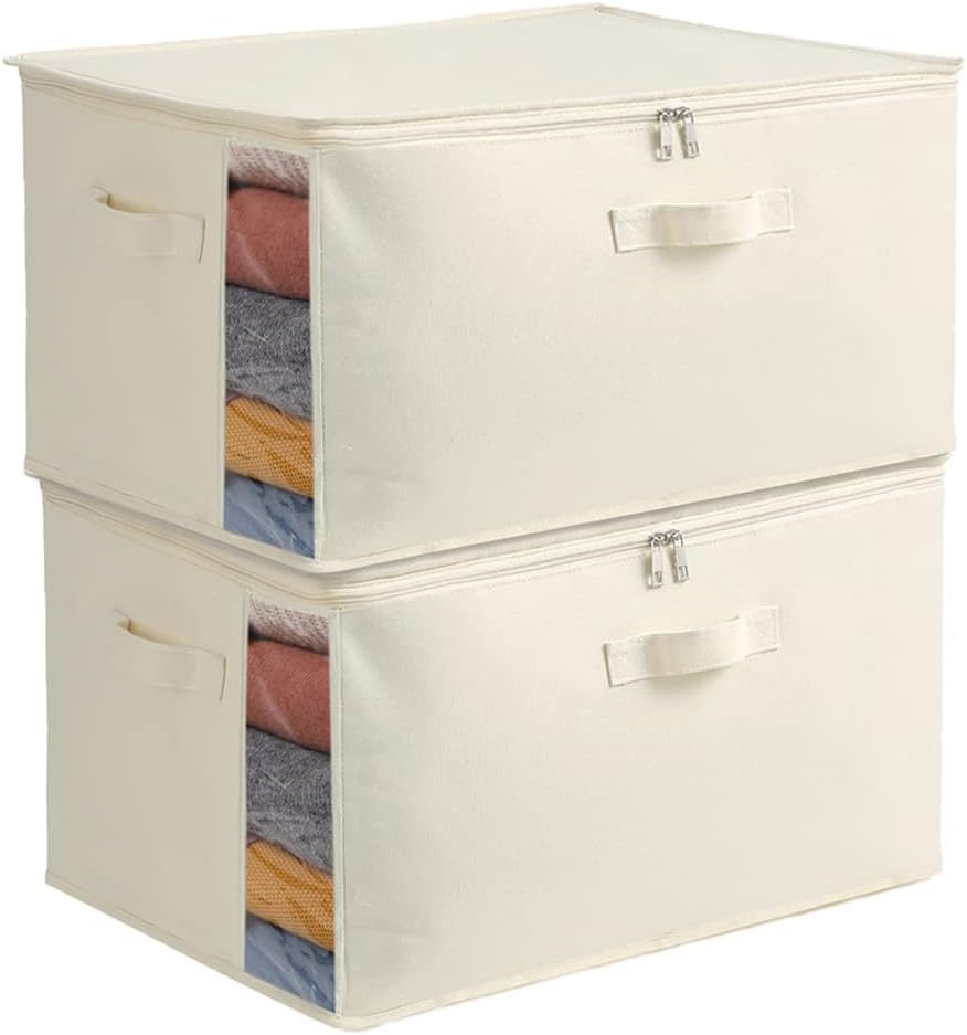 Elegant canvas clothes storage, suitable for modern home organization needs.