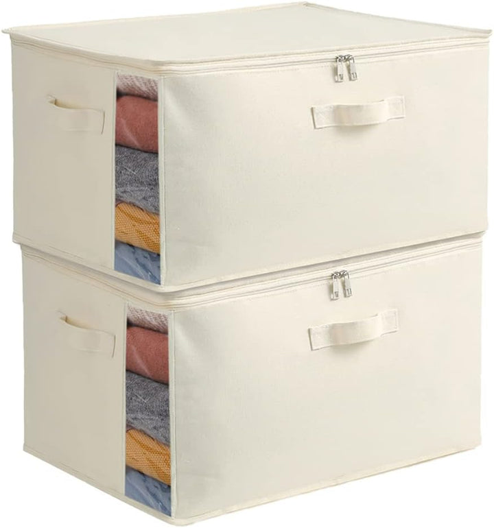 Elegant canvas clothes storage, suitable for modern home organization needs.