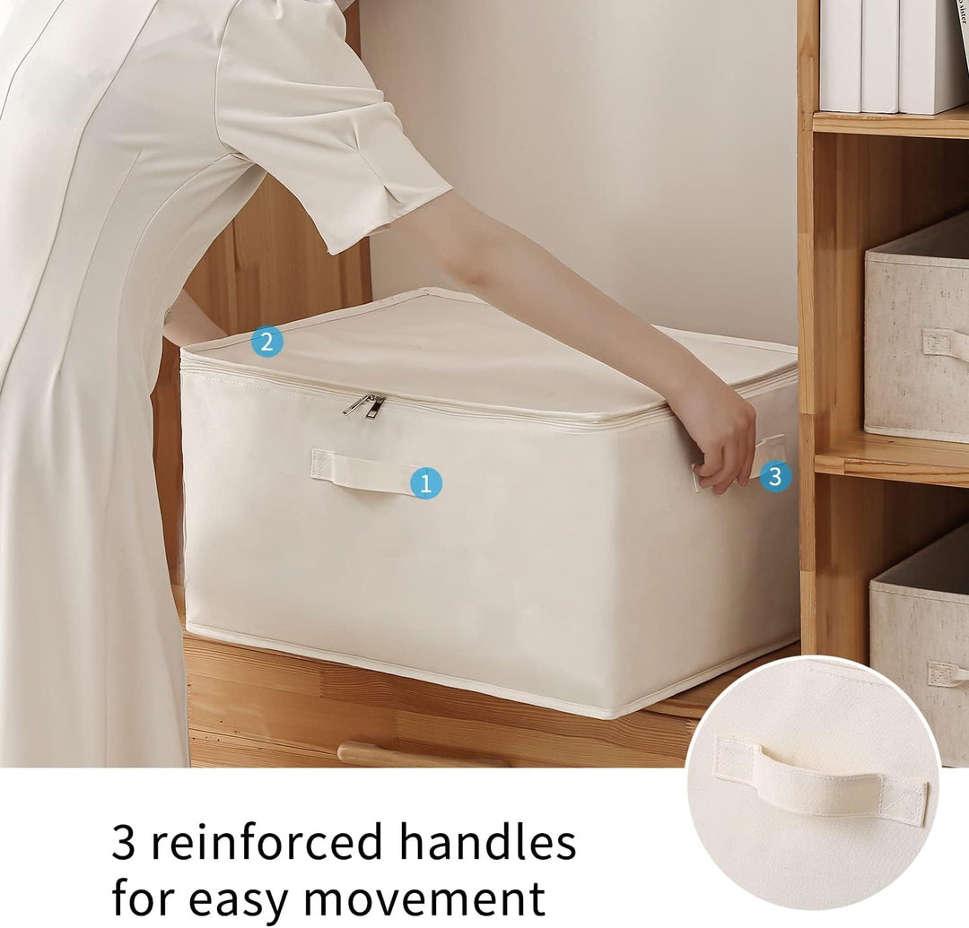 Modern canvas storage bag for clothes & linens, enhancing any wardrobe.