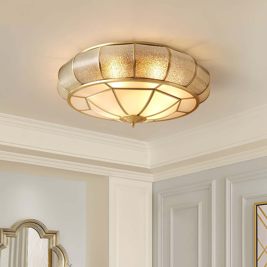 Round Textured Glass Ceiling Light Fixture