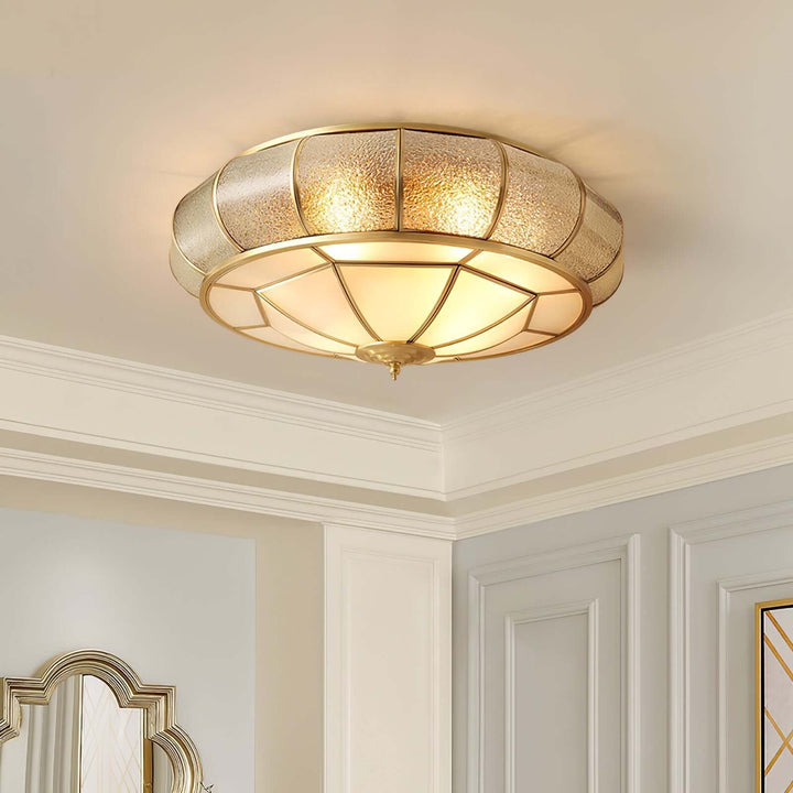 Round Textured Glass Ceiling Light Fixture