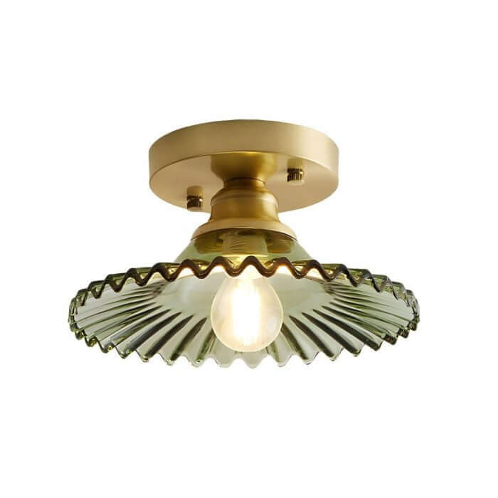 Vintage Style Clear Glass Ribbed Petal Ceiling Light