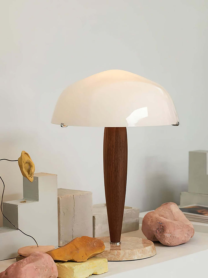 Elegant Glass & Wood Table Lamp