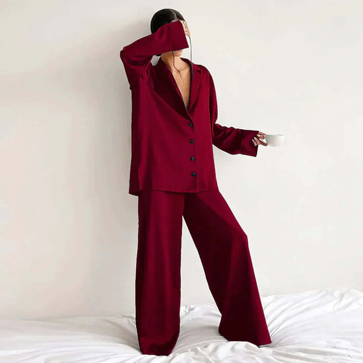 Women's Button-Up Shirt & Wide-Leg Pants