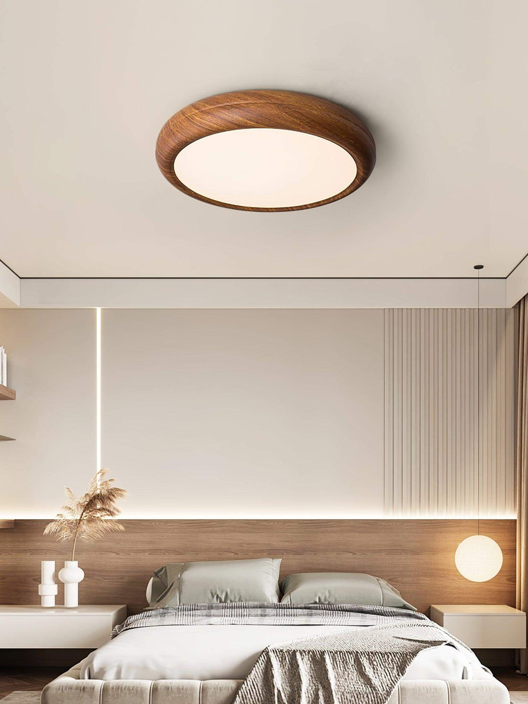 Modern Wood Grain LED Ceiling Light Fixture