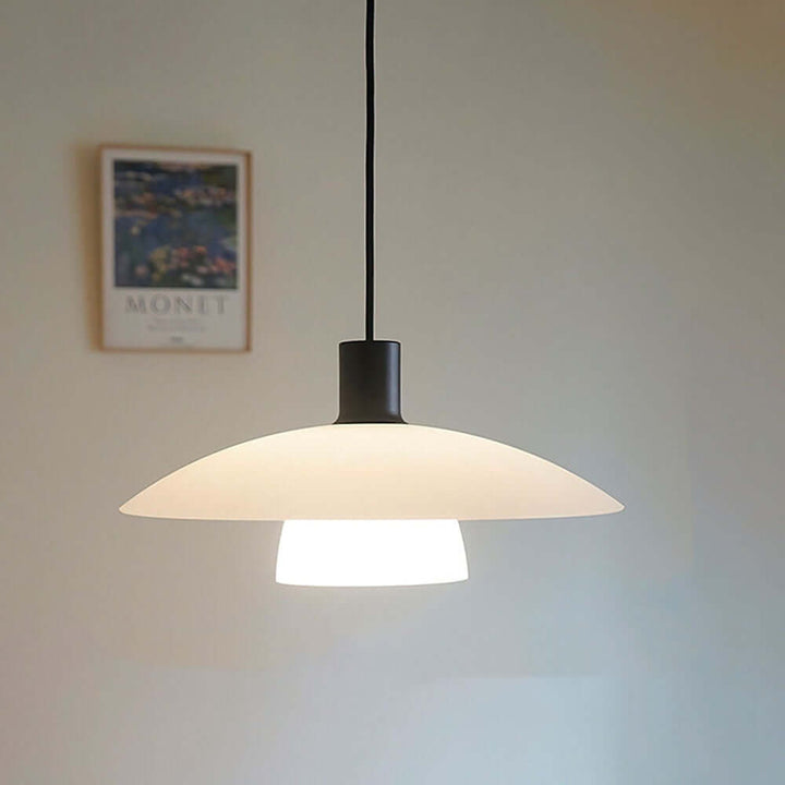 Modern White Glass Disc Pendant Light Fixture