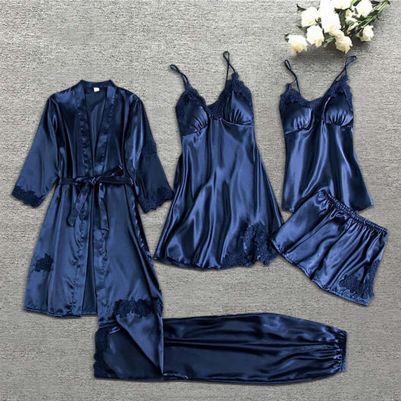 Women's 5-Piece Sleepwear Set with Lace