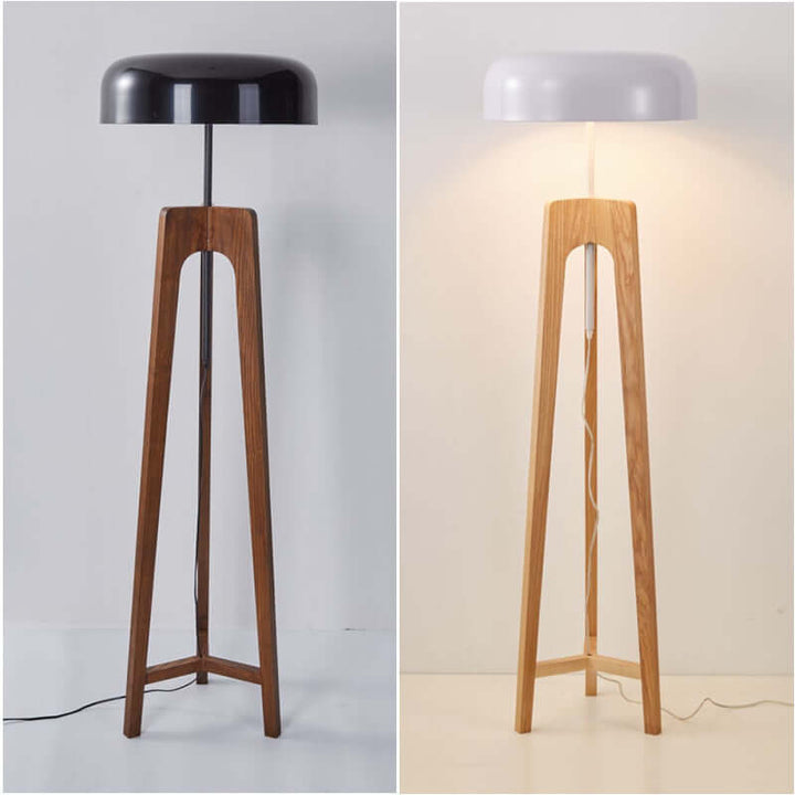 Modern Bamboo LED Floor Lamp with Wood Accents