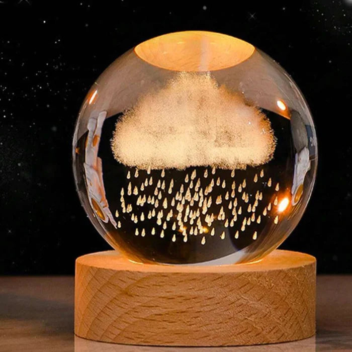 Brightly glowing CelestialGlow Luminous Sphere, a captivating galaxy lamp bringing cosmic light indoors.