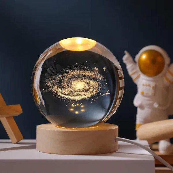 Enchanting CelestialGlow Luminous Sphere night light, casting a gentle glow for serene bedroom decor.