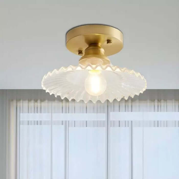 Vintage Style Clear Glass Ribbed Petal Ceiling Light