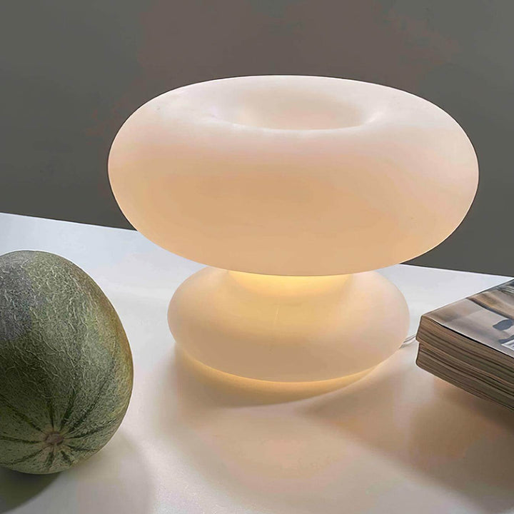 Modern Round Table Lamp with Metal Accent