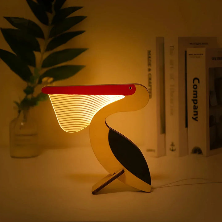 Adorable wooden animal table lamp, a gentle LED night light for kids' nursery & bedroom decor, ideal gift for kids.