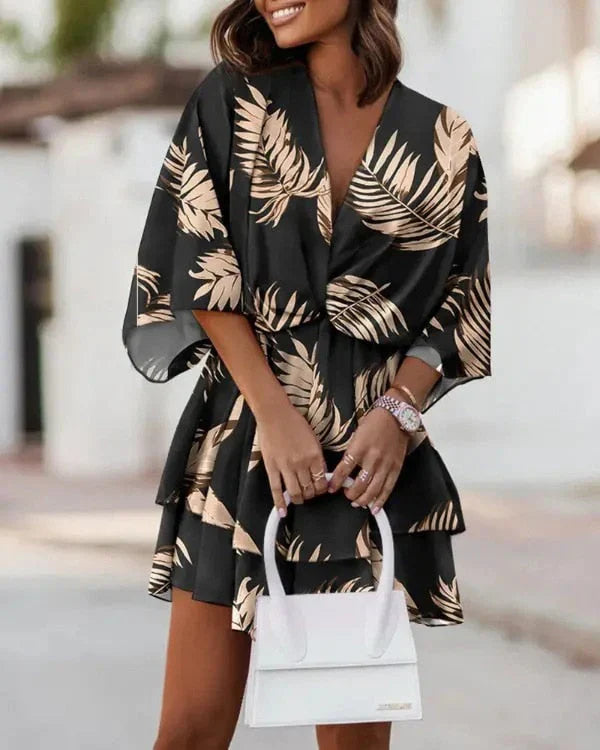 Back view of the elegant women's mini dress, designed for comfort and versatile fashion styling.