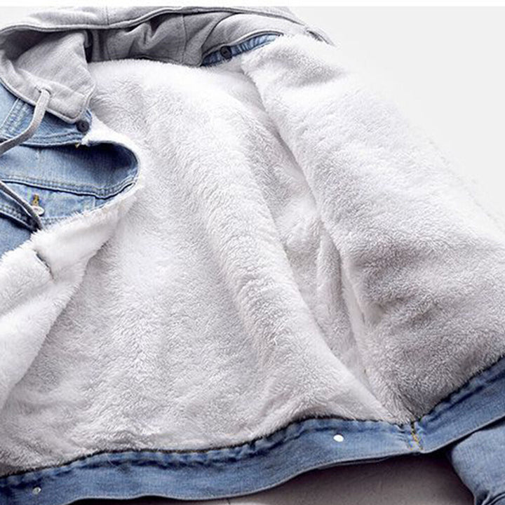 Comfortable plus size denim hooded jacket for women, ideal for curvy fashion, casual wear, and versatile everyday style.