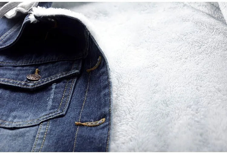 Dark blue plus size hooded denim jacket for women, a chic and versatile layering piece for spring and fall fashion.