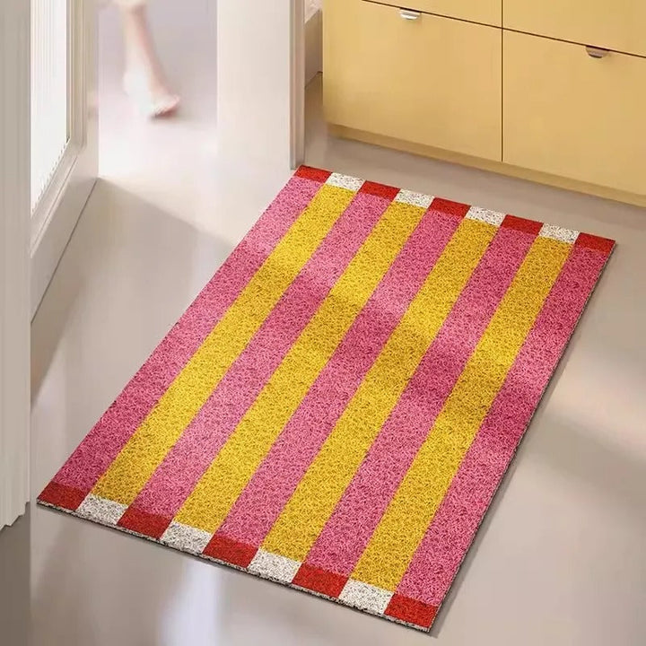 Stylish striped doormat for home decor, durable PVC entryway and outdoor mat. Modern & easy-clean.