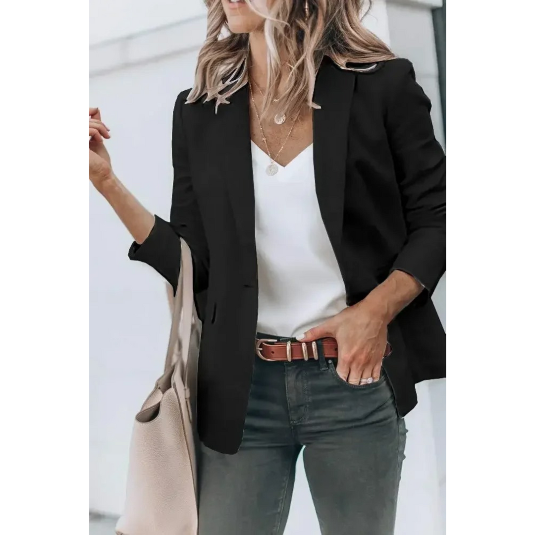 Mia loose-fit women's blazer featuring stylish puff sleeves for versatile fashion & office elegance.