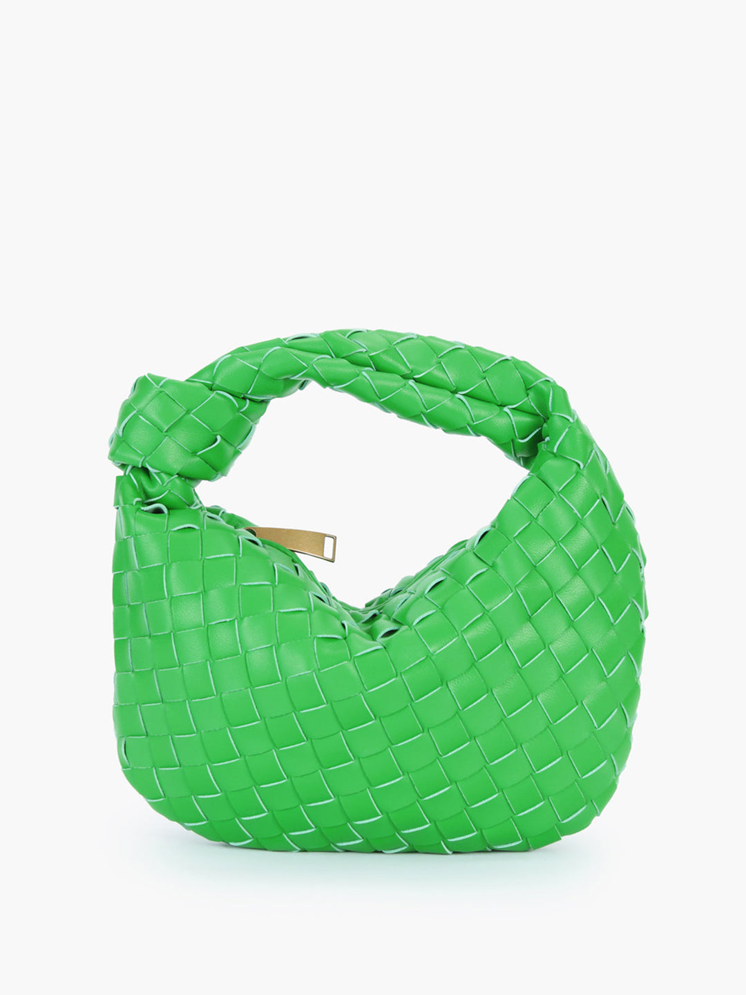 A chic women's shoulder bag with a braided knot handle, perfect as a textured fashion accessory.
