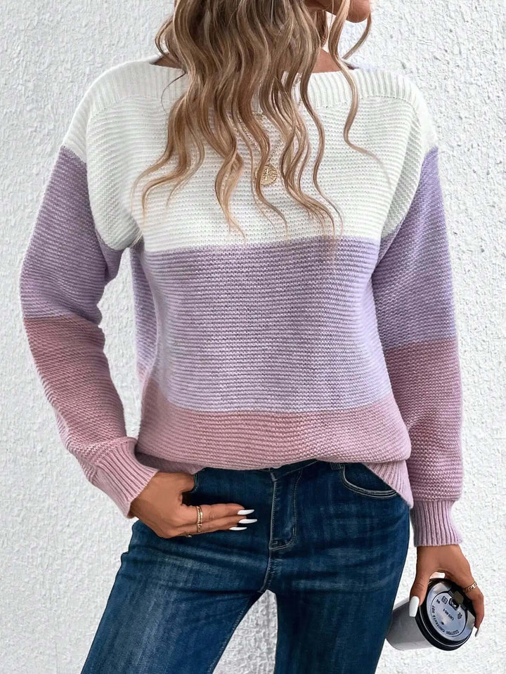 Stylish women's knit round neck pullover, a versatile fall & winter wardrobe essential.