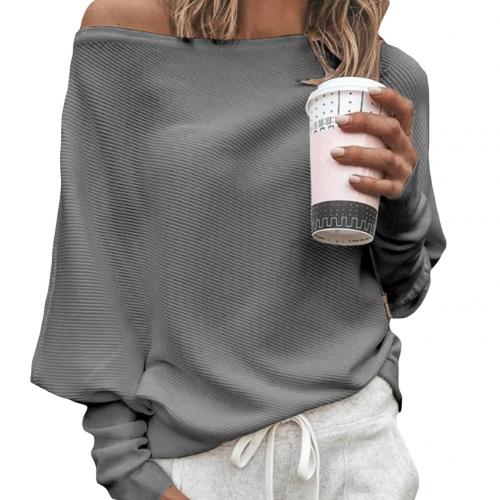 Trendy off-shoulder knitted jumper for women, offering versatile casual chic style for autumn fashion.