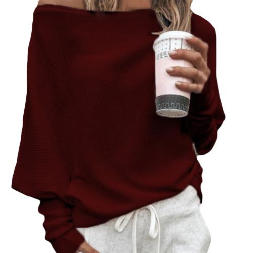 Sophie's comfortable off-shoulder knitted sweater for women, perfect for versatile casual and elegant looks.