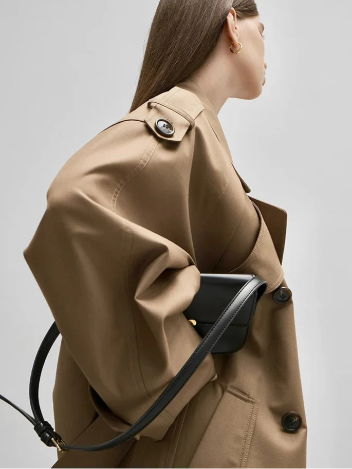 Comfortable & chic women's long trench coat, a versatile oversized outerwear piece.