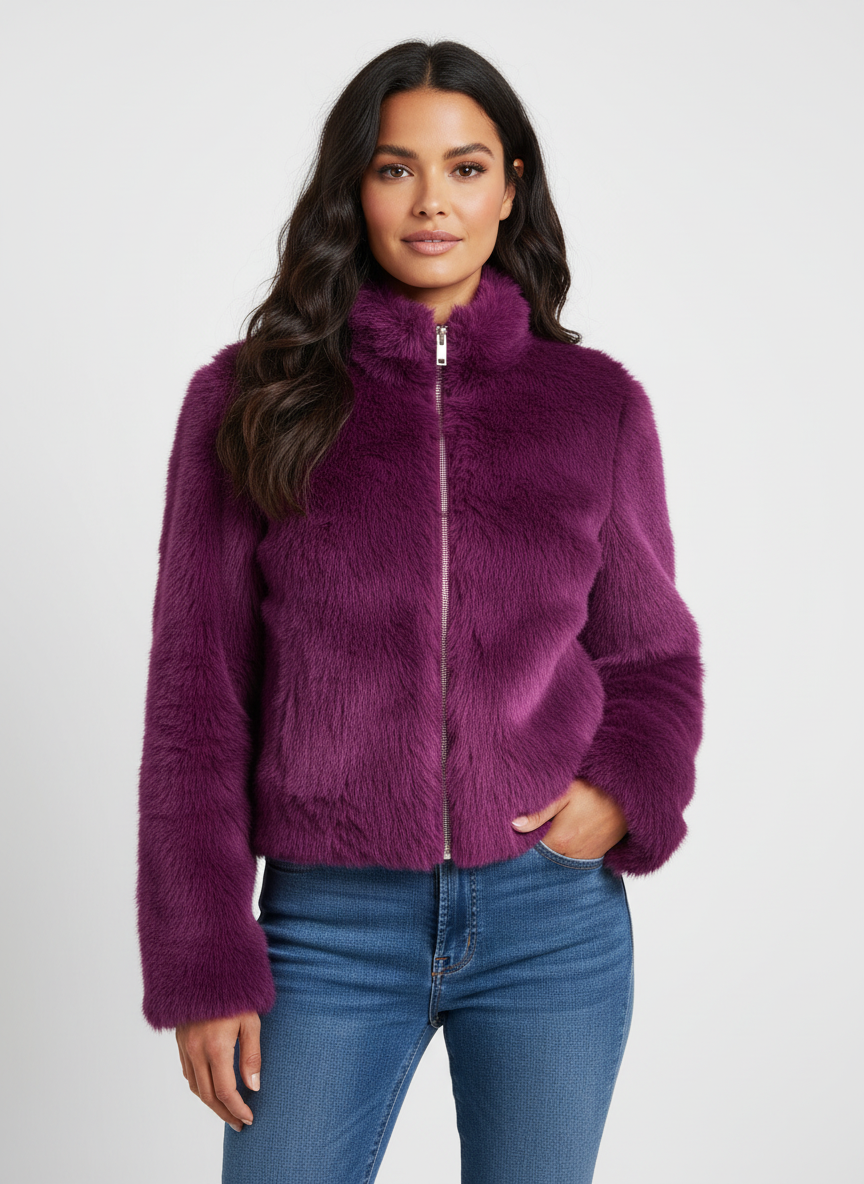 Elegant short winter jacket for women, a stylish layering piece for modern winter fashion.