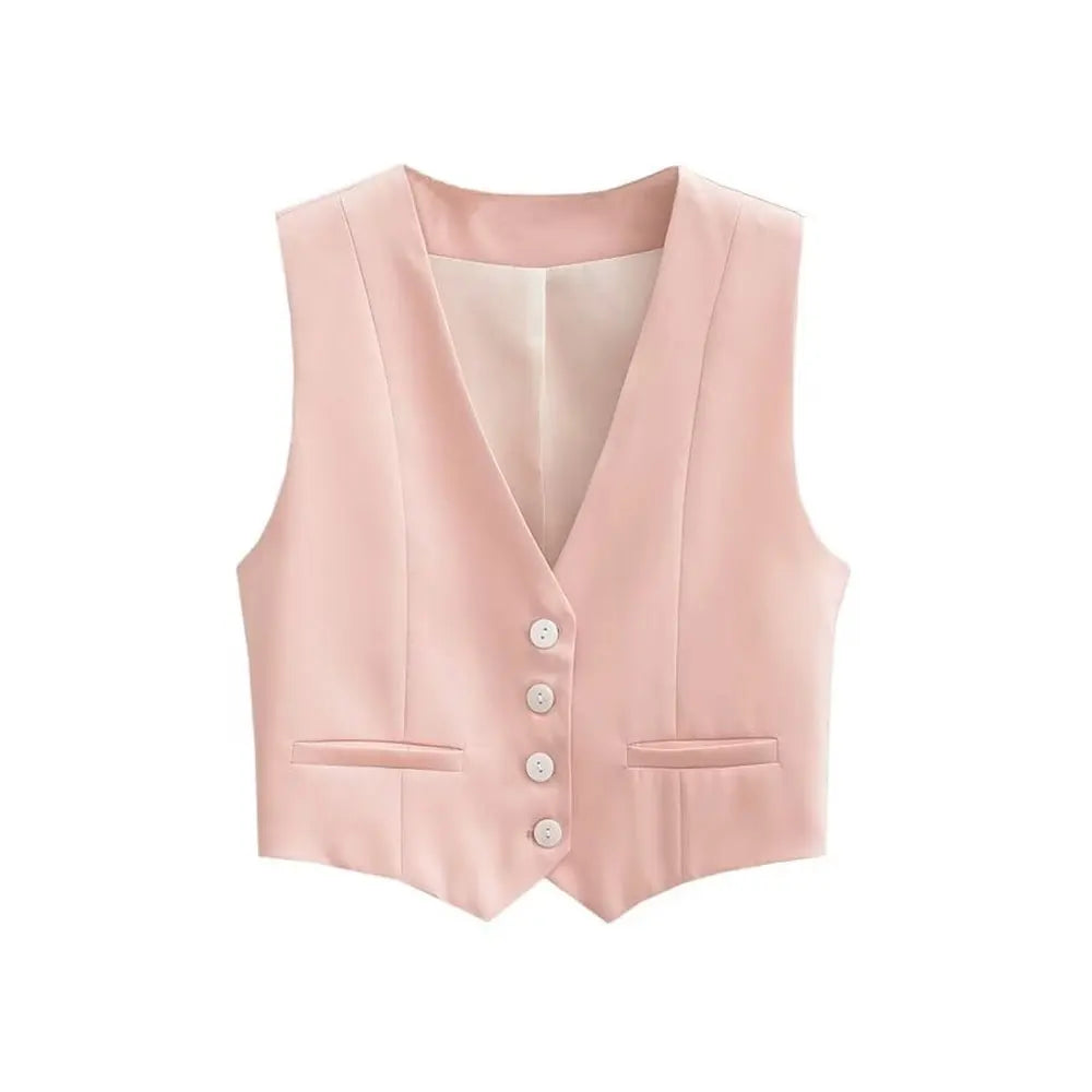 Fashionable women's tailored vest, a sleek sleeveless top. Elevate any outfit with this versatile layering piece.