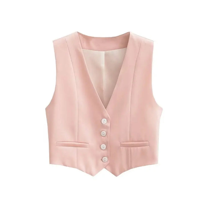 Fashionable women's tailored vest, a sleek sleeveless top. Elevate any outfit with this versatile layering piece.