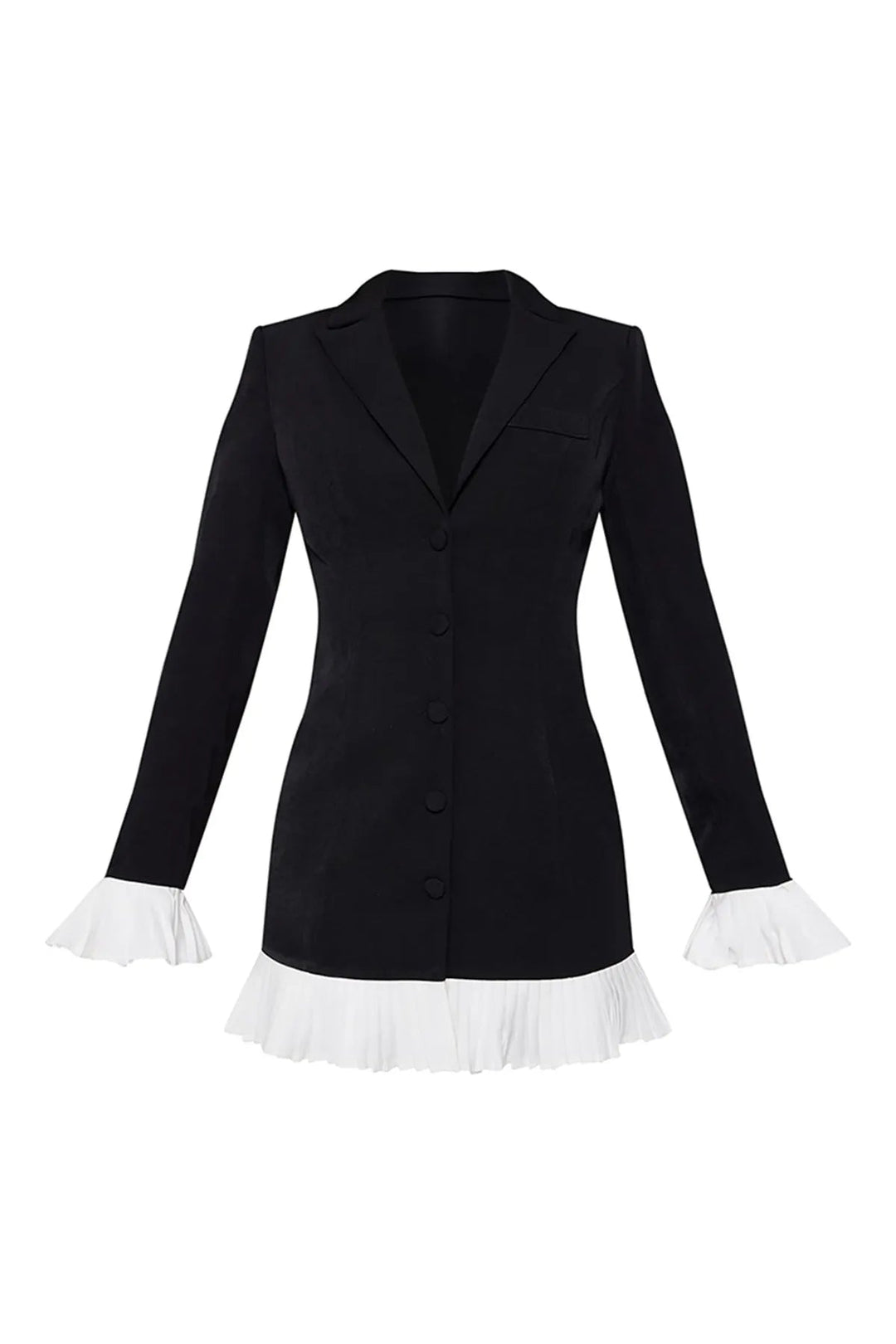 Women's elegant V-neck pleated mini dress with button front. Chic and versatile fashion for any occasion.