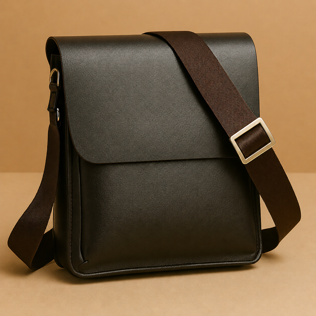 Chic women's vegan leather crossbody handbag. Elegant faux leather shoulder bag for versatile daily carry.