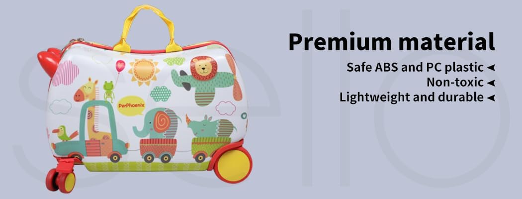 Children's 2-in-1 travel luggage: a ride-on scooter bag with a playful octopus print and 360-degree wheels.