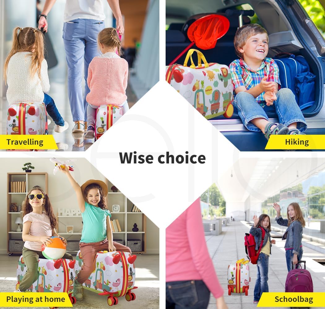 Family vacation ready: octopus ride-on scooter suitcase for children with 360° wheels and a 2-in-1 design.