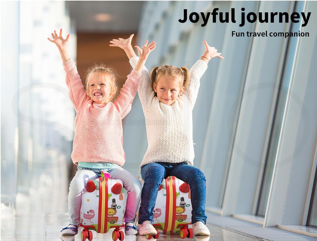 2-in-1 children's ride-on suitcase, octopus design, with smooth 360° spinner wheels for happy travels.