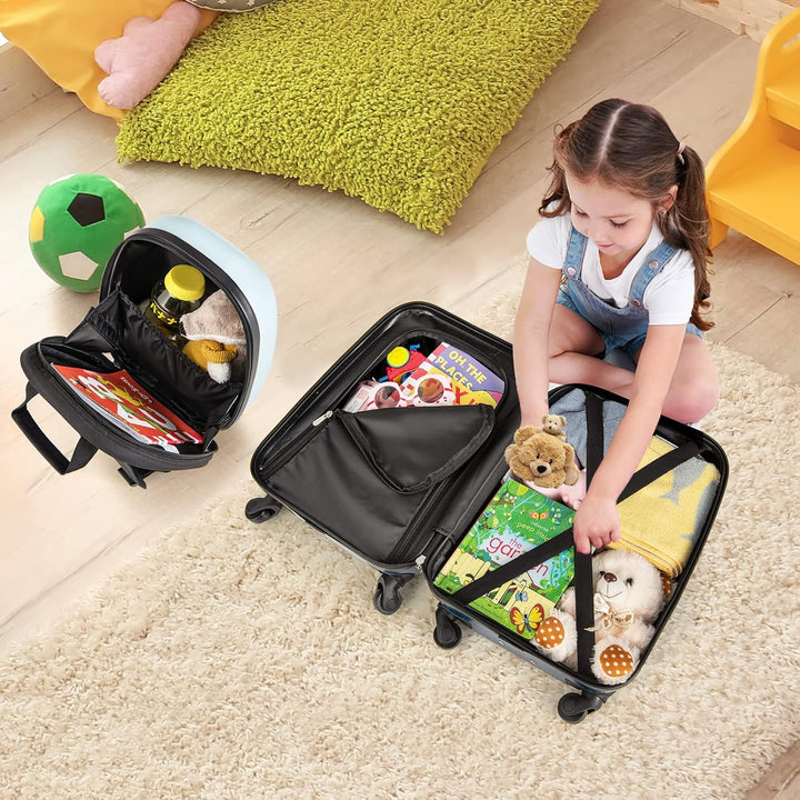 Children's helicopter backpack, a matching part of a 2-piece travel set, lightweight and fun for young travelers.
