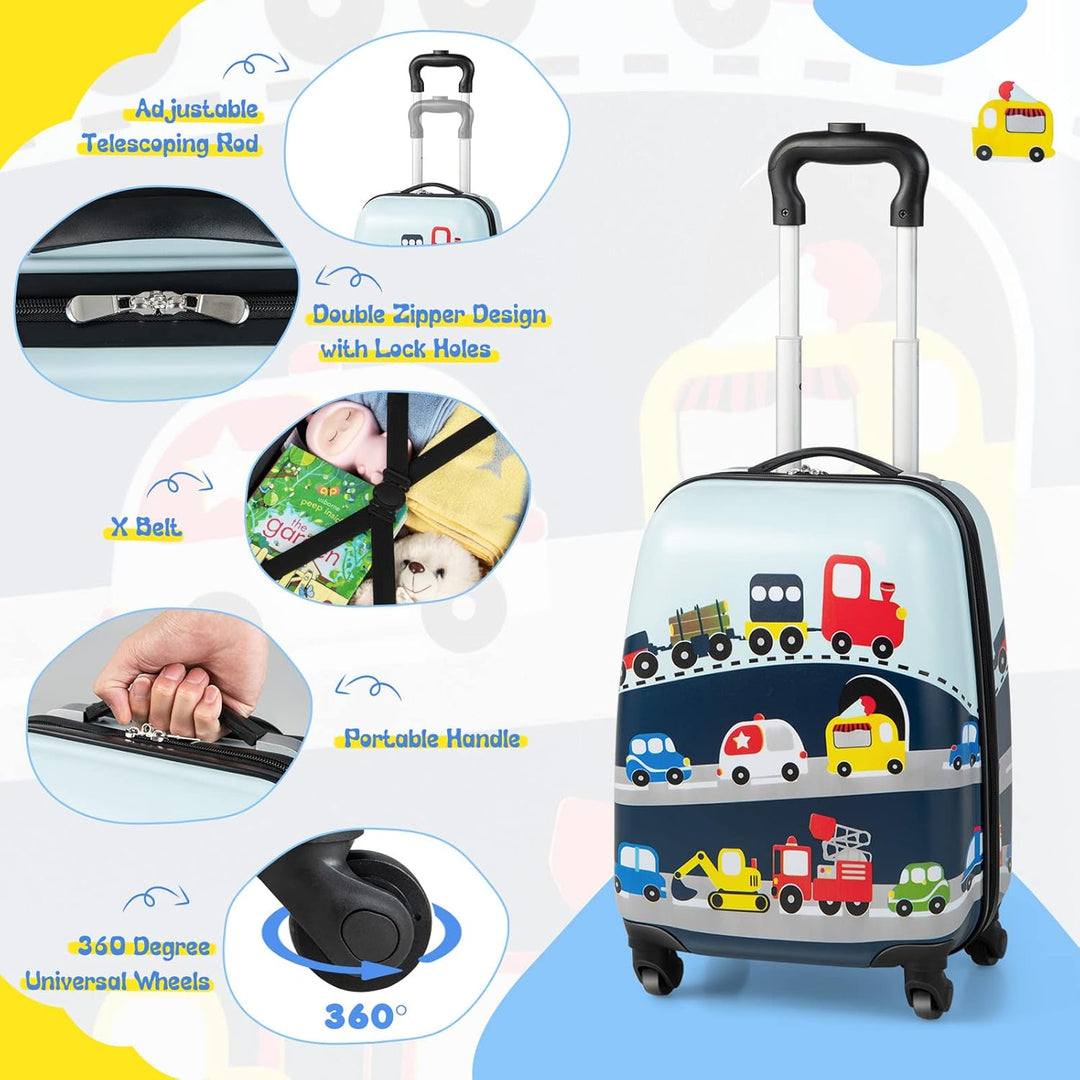 Easy-to-maneuver children's helicopter luggage set with backpack, perfect for young travelers' adventures.
