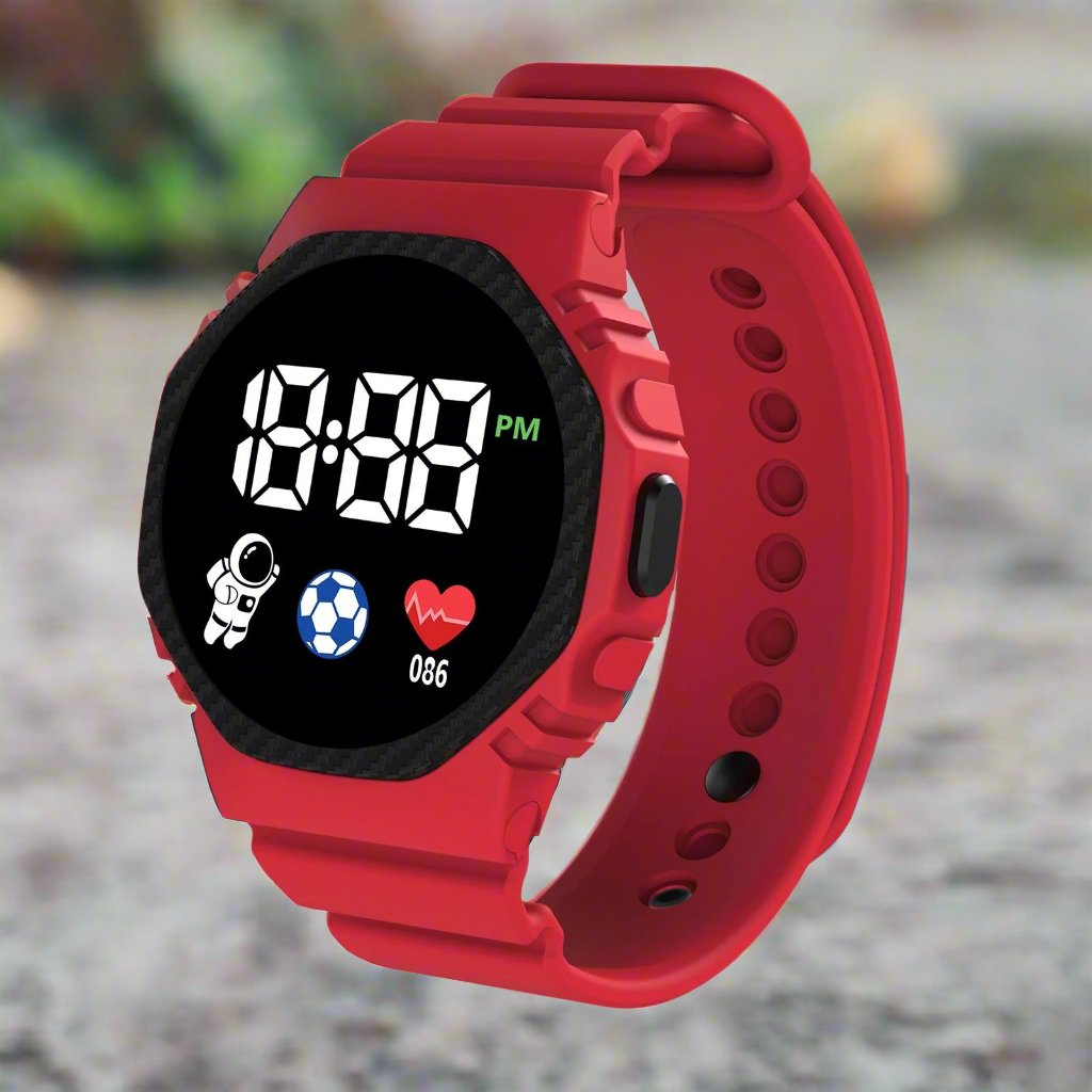 Durable waterproof LED digital sports watch for kids. Perfect adventure watch for active boys and girls.