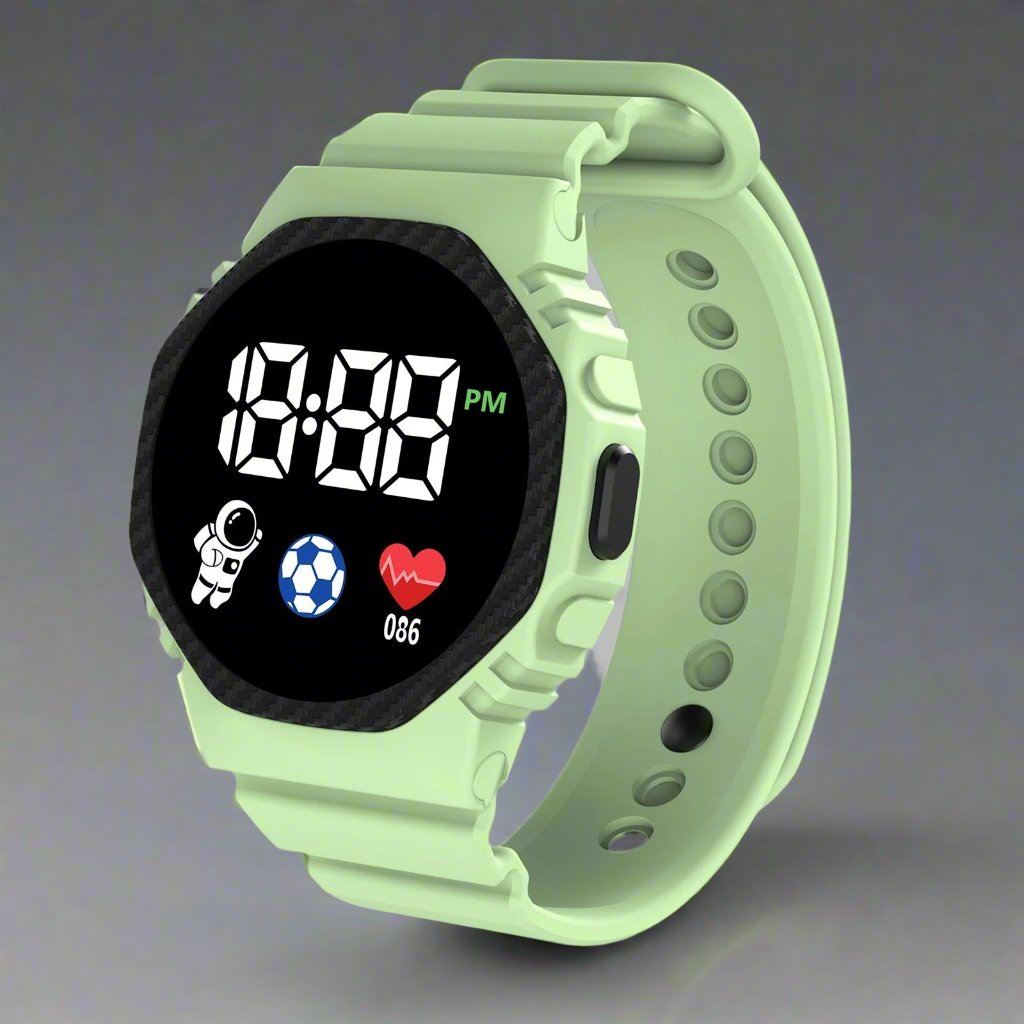 LED display digital children's watch. Waterproof sports watch for kids, perfect for rugged adventures.