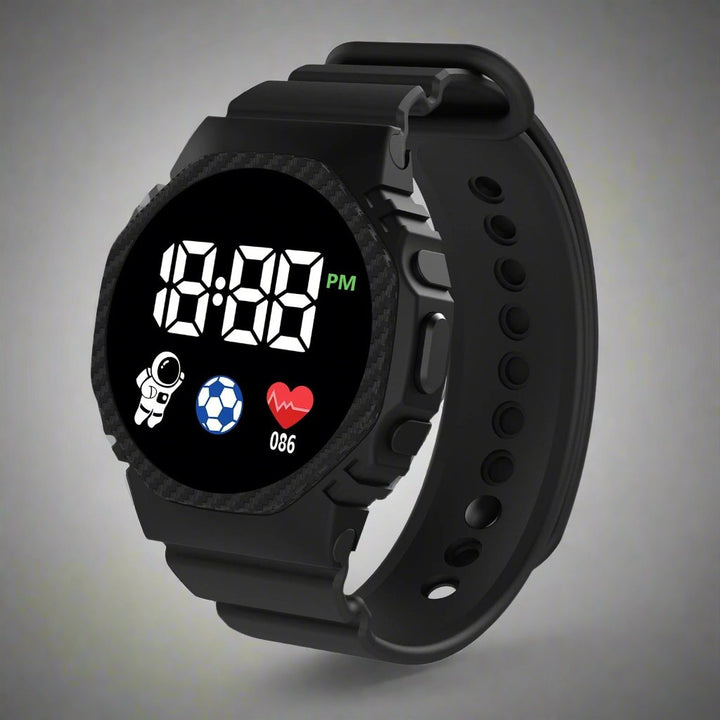 Time learning digital sports watch for kids. Waterproof design & LED display make it perfect for active children.