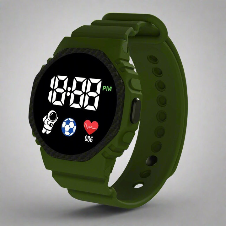 Kids adventure sports watch with LED display. Waterproof digital watch for boys & girls, great for active play.