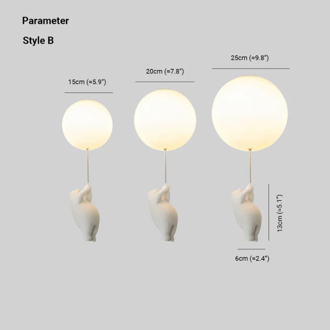 Distinctive bear balloon LED pendant light, a delightful focal point for kids' spaces.