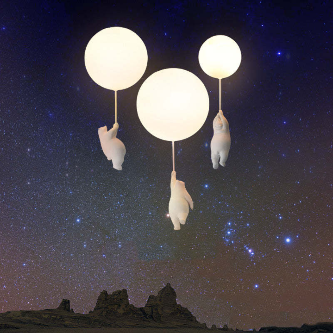 Modern bear balloon LED pendant light, offering stylish and functional lighting for kids.