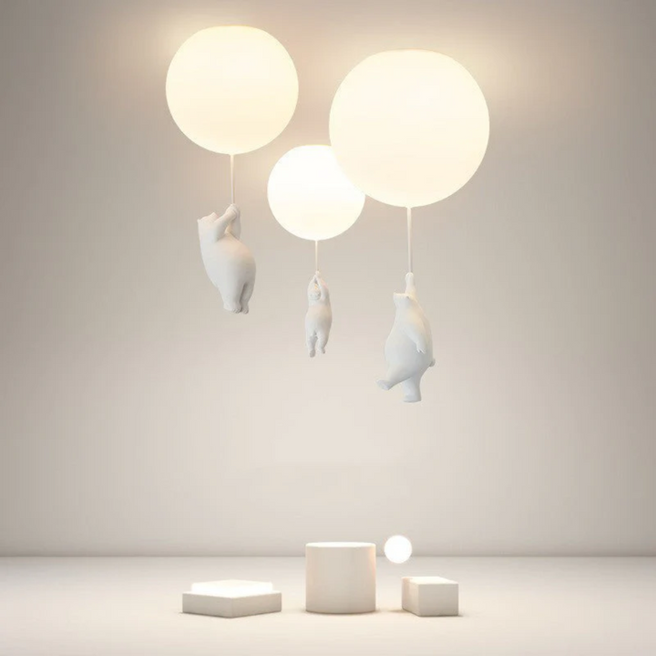 Cozy ambiance created by this bear balloon LED pendant light, ideal for children's rooms.