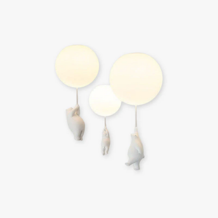 Child-friendly bear balloon LED pendant, safe and charming for any kid's bedroom or nursery.