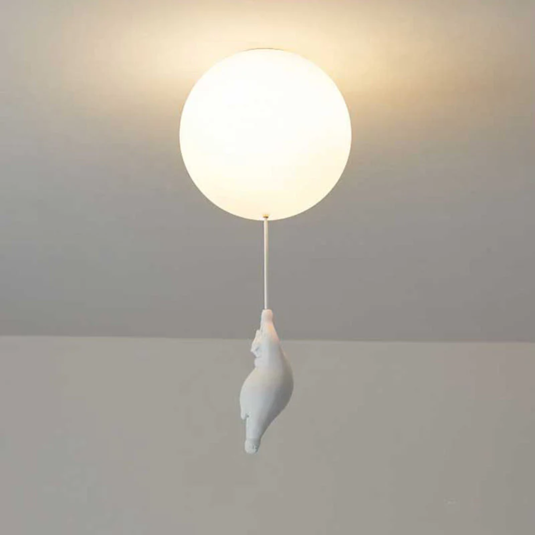 Elegant whimsical bear balloon LED pendant light, a unique touch for discerning children's decor.