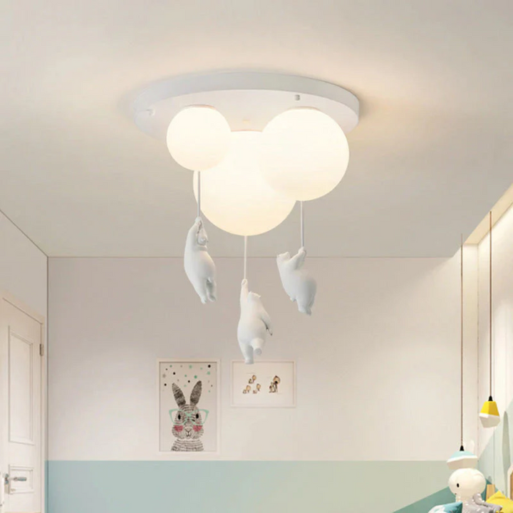 Charming acrylic bear balloon LED pendant light, a delightful fixture for children's rooms.