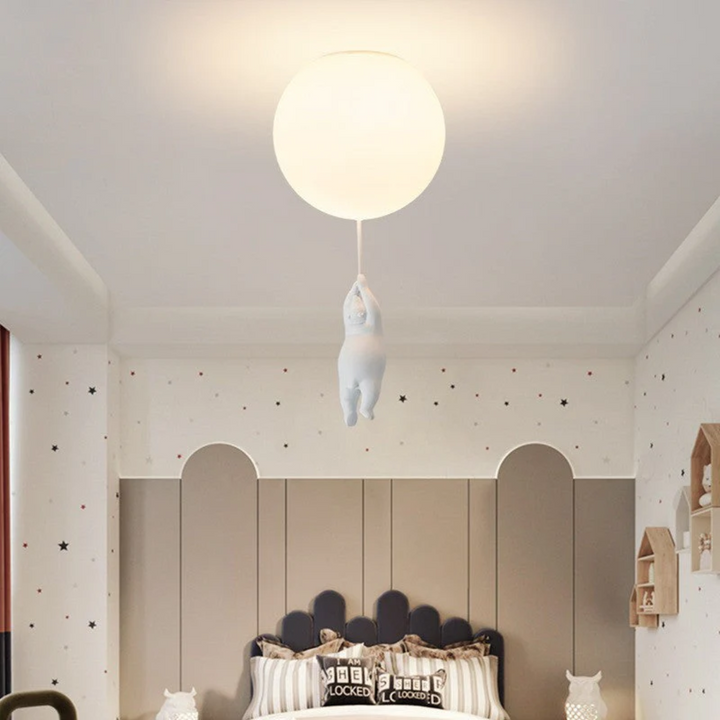 Playful bear balloon LED pendant lamp, bringing joy and light to children's play areas.