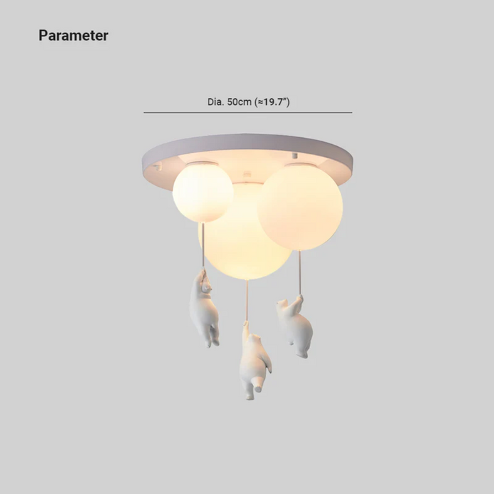 Gentle glow LED bear balloon pendant, creating a cozy and inviting nursery atmosphere.