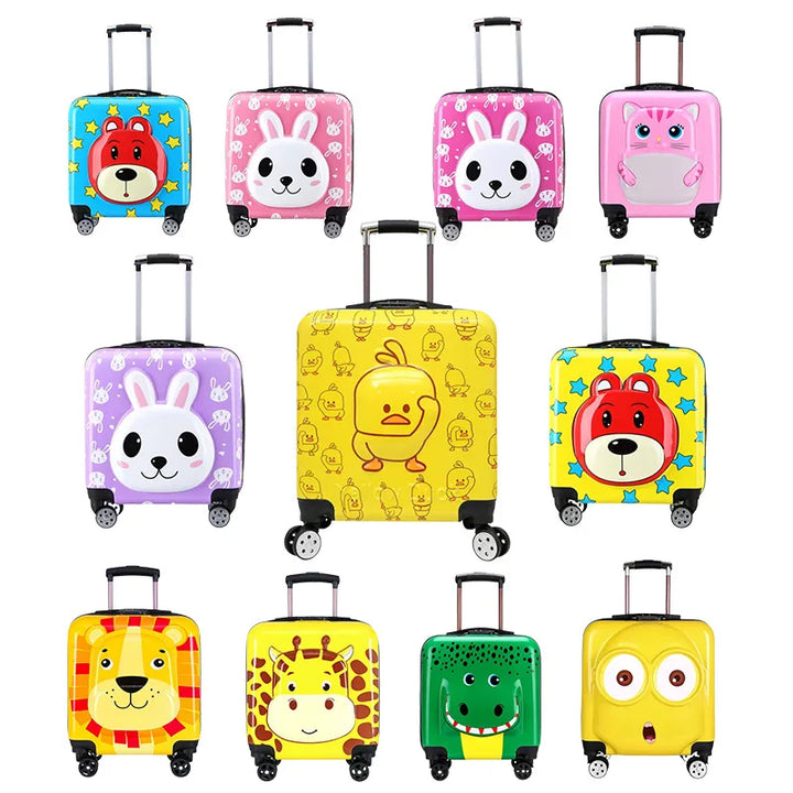 Children's hard shell travel suitcase with a cute animal design, perfect carry-on for boys & girls travel.